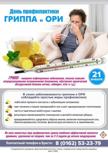 21 ЯНВАРЯ ДЕНЬ ПРОФИЛАКТИКИ ГРИППА О ОРИ